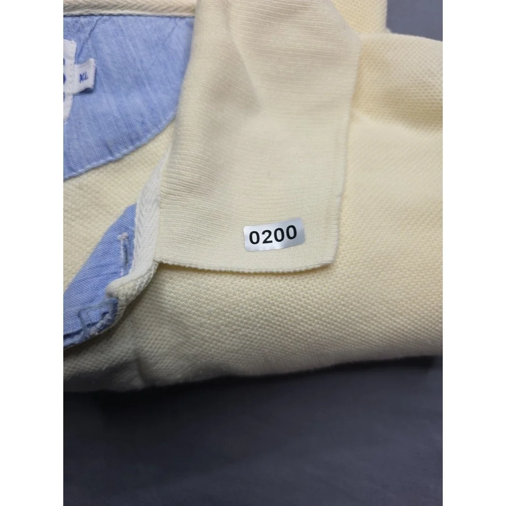 Vintage 90s Chaps Ralph Lauren Polo Shirt XL - Cream Pastel Yellow - Pique...